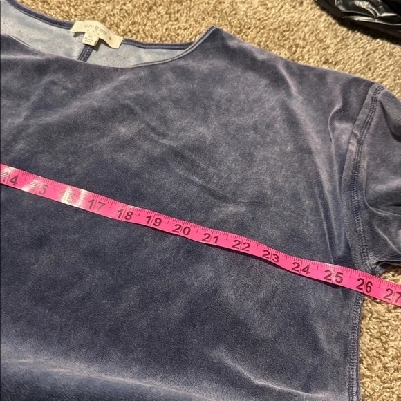 Umgee light grayish blue velour short sleeve top w/side slits (XL) - EUC! - Picture 4 of 10
